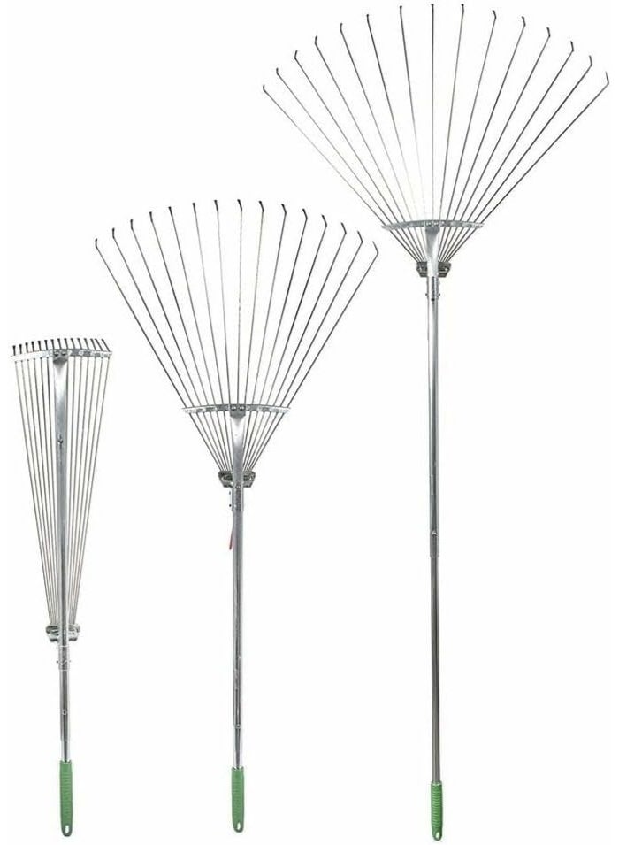 Garden Tools Set, 3-Piece, Wooden Handle Shovel, Rake and Brush, Blue and Green - Image 2